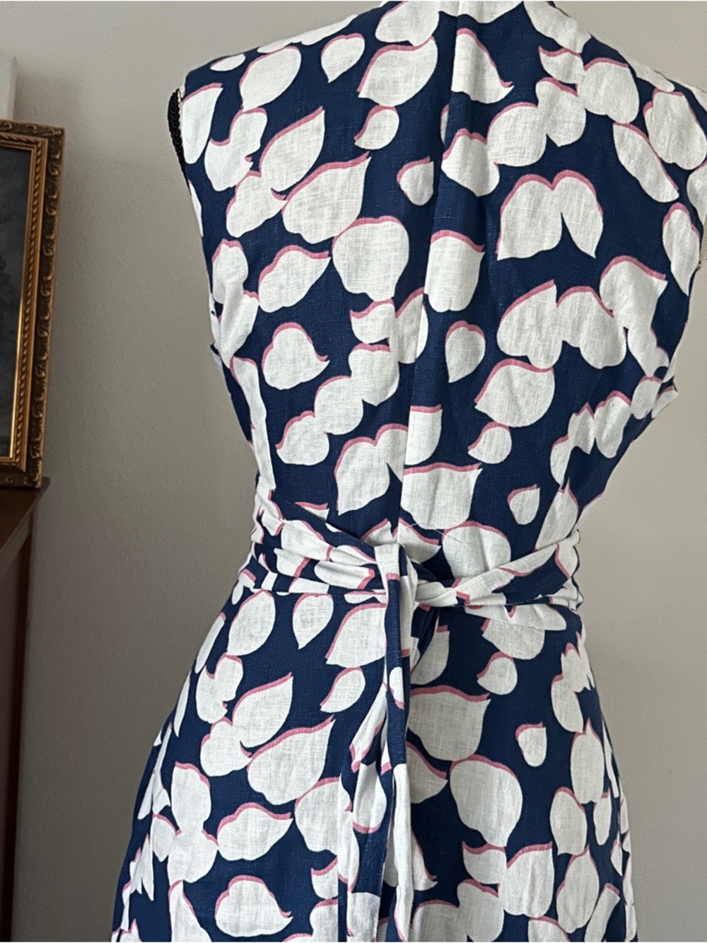 Sleeveless Navy Midi Dress with White Petal Print - Picture 15 of 15